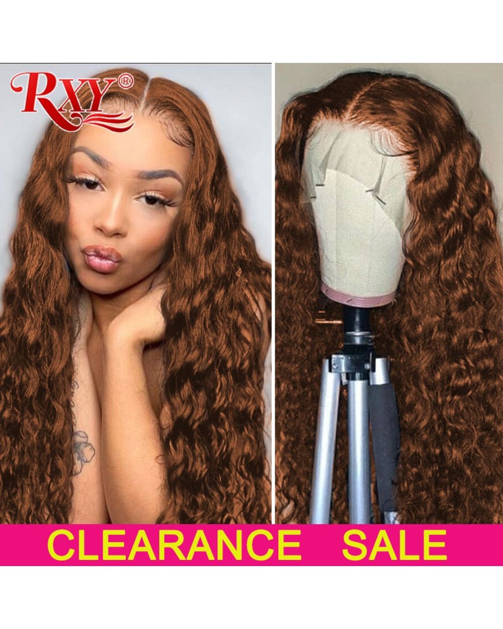 Hd Lace Frontal Wig Deep Wave Frontal Wig Brown Loose Deep Wave Wig Wet And Wavy Lace Front Colored Tpart Curly Human front-0