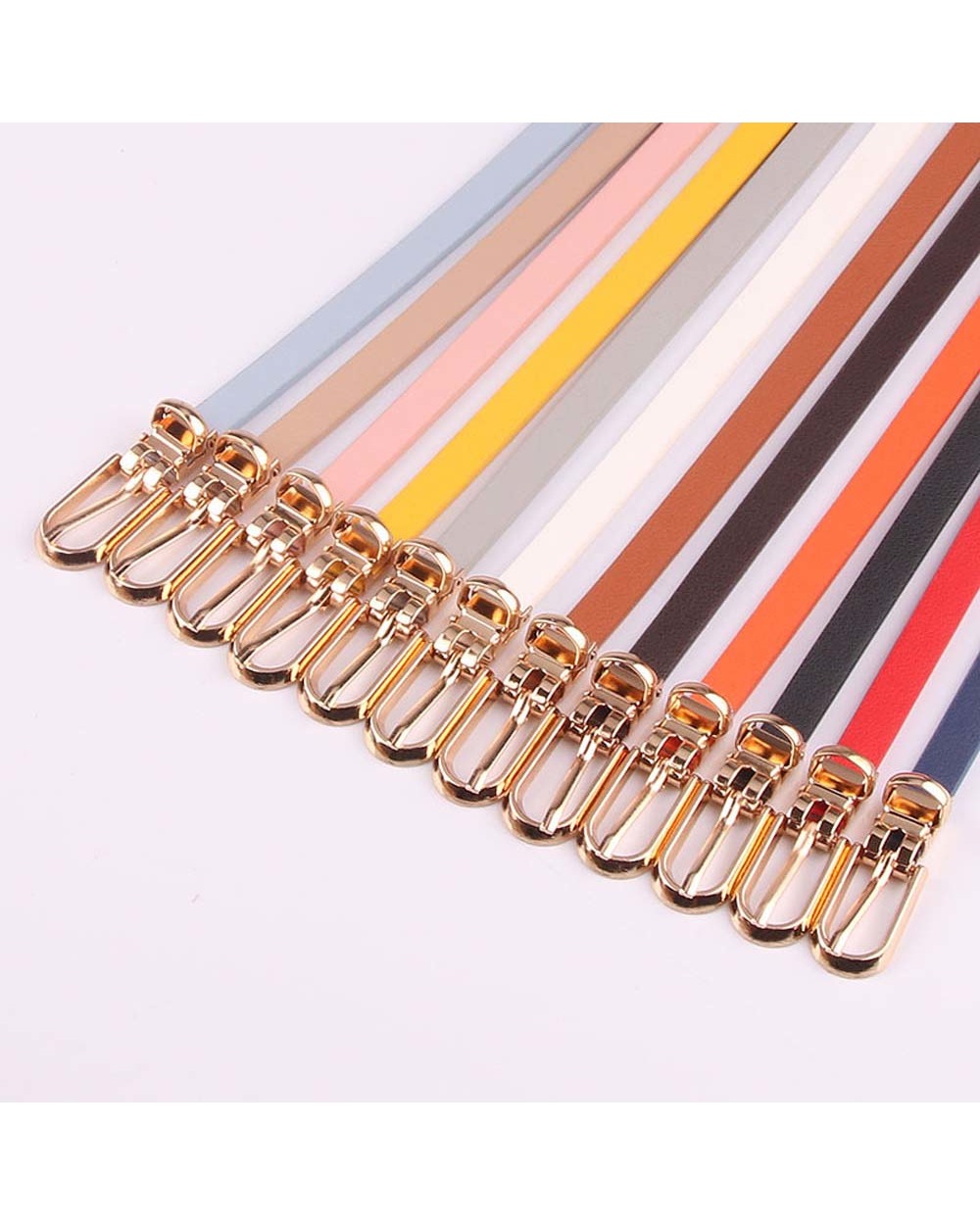 Women Faux Leather Belts Candy Color Thin Skinny Waistband Adjustable Belt Women Dress Strap front-2