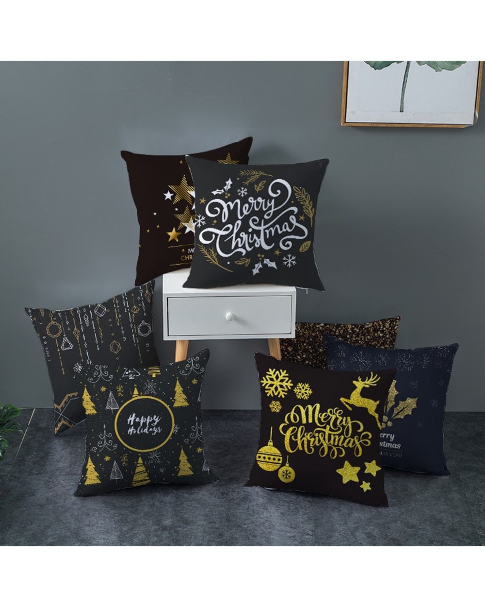 45x45cm Merry Christmas Pillowcase 2022 Christmas Decor for Home Ornaments Xmas Noel Natal New Year 2022 Gift front-3