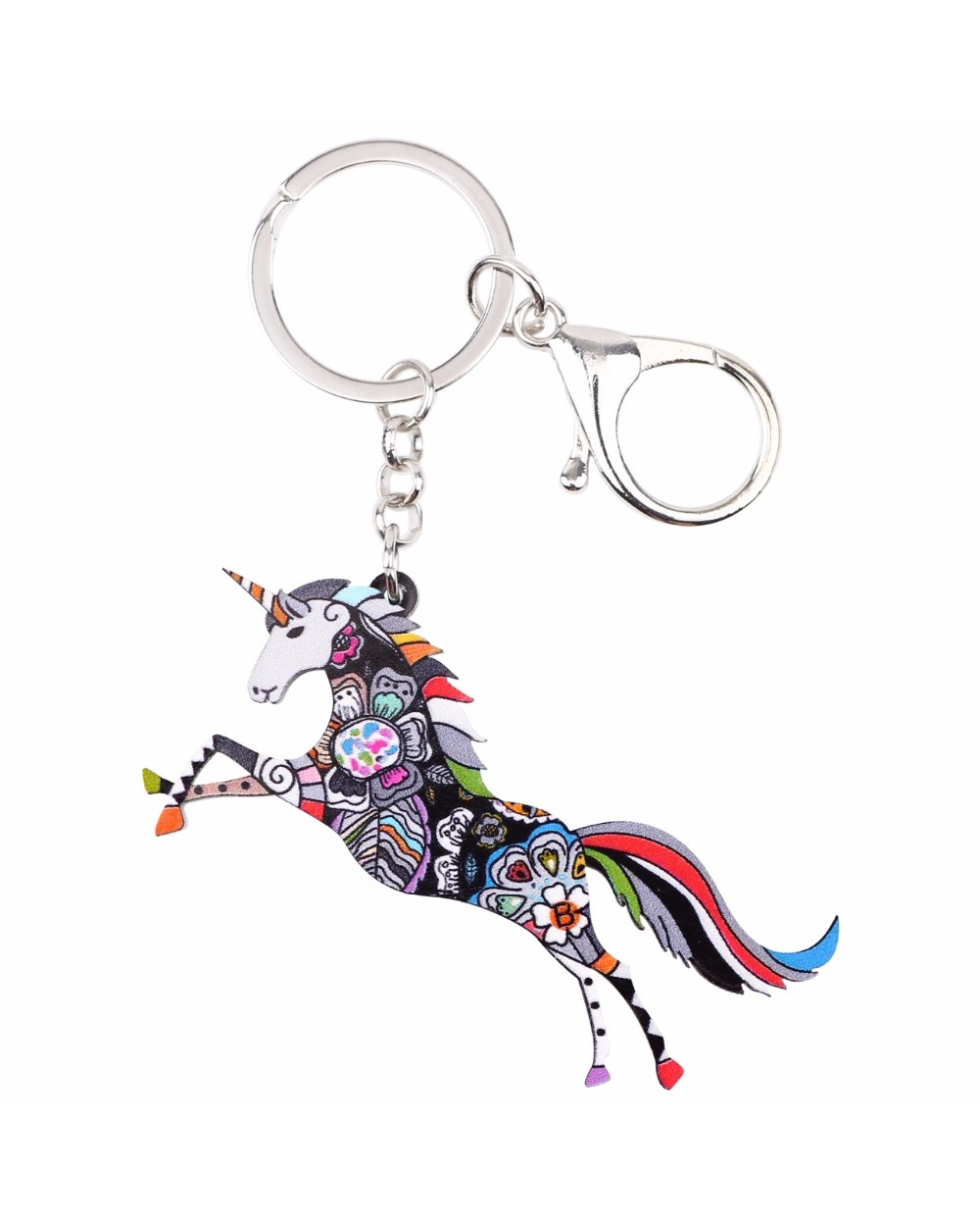 Animal Jewelry Horse Unicorn Key Chain Key Ring Gifts For Women Girl bag Pendant New Charm Keychain front-3