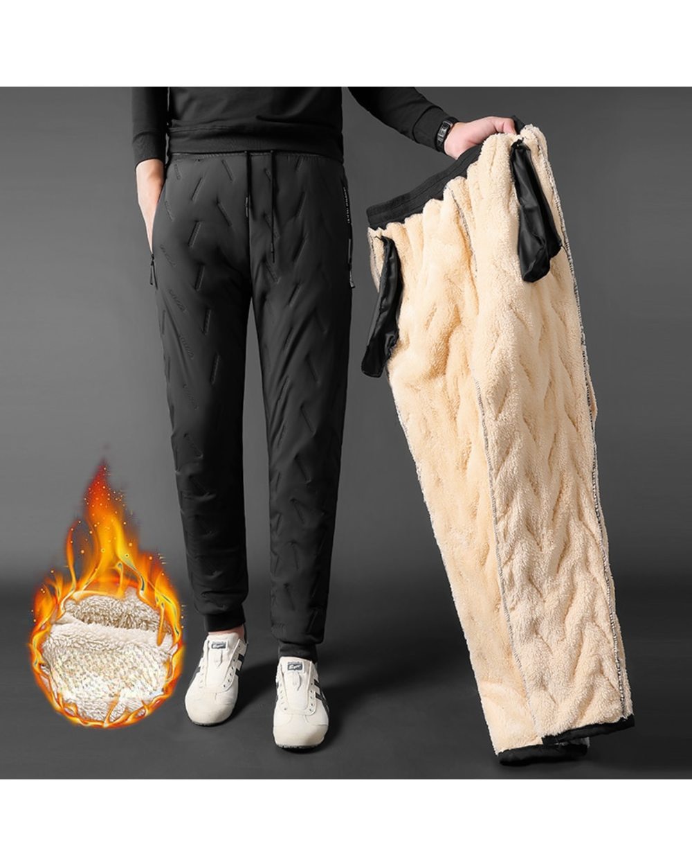 This is a Discount for you - Sweatpants Casual Fleece Warml Thicken Joggers Pants Water Proof Black Gray Thermal 7XL front-0