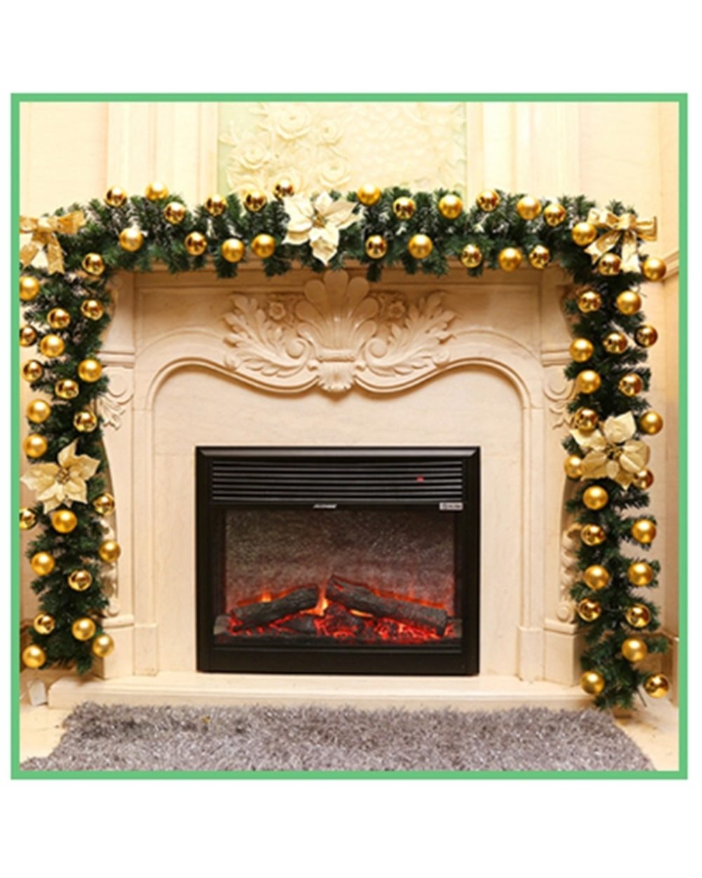 2.7 M Christmas LED Rattan Garland Decorative Green Christmas Garland Artificial Xmas Tree Rattan Banner Decoration front-0