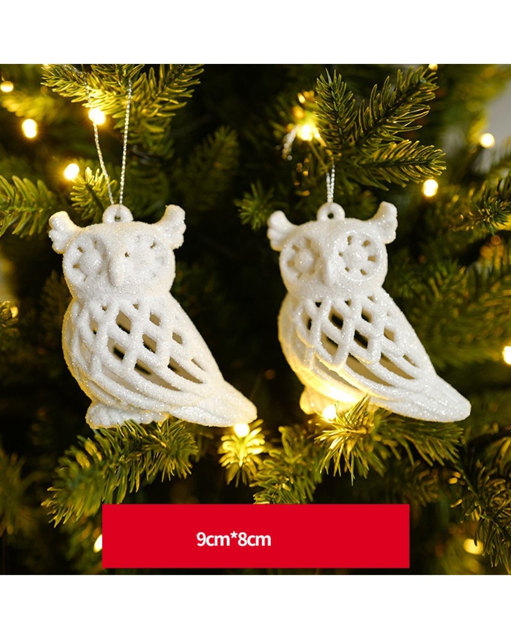 Christmas Tree Pendant White Pendant Cartoon Feather Elf Owl Merry Christmas Decoration For Home Xmas Gifts Ornaments front-0
