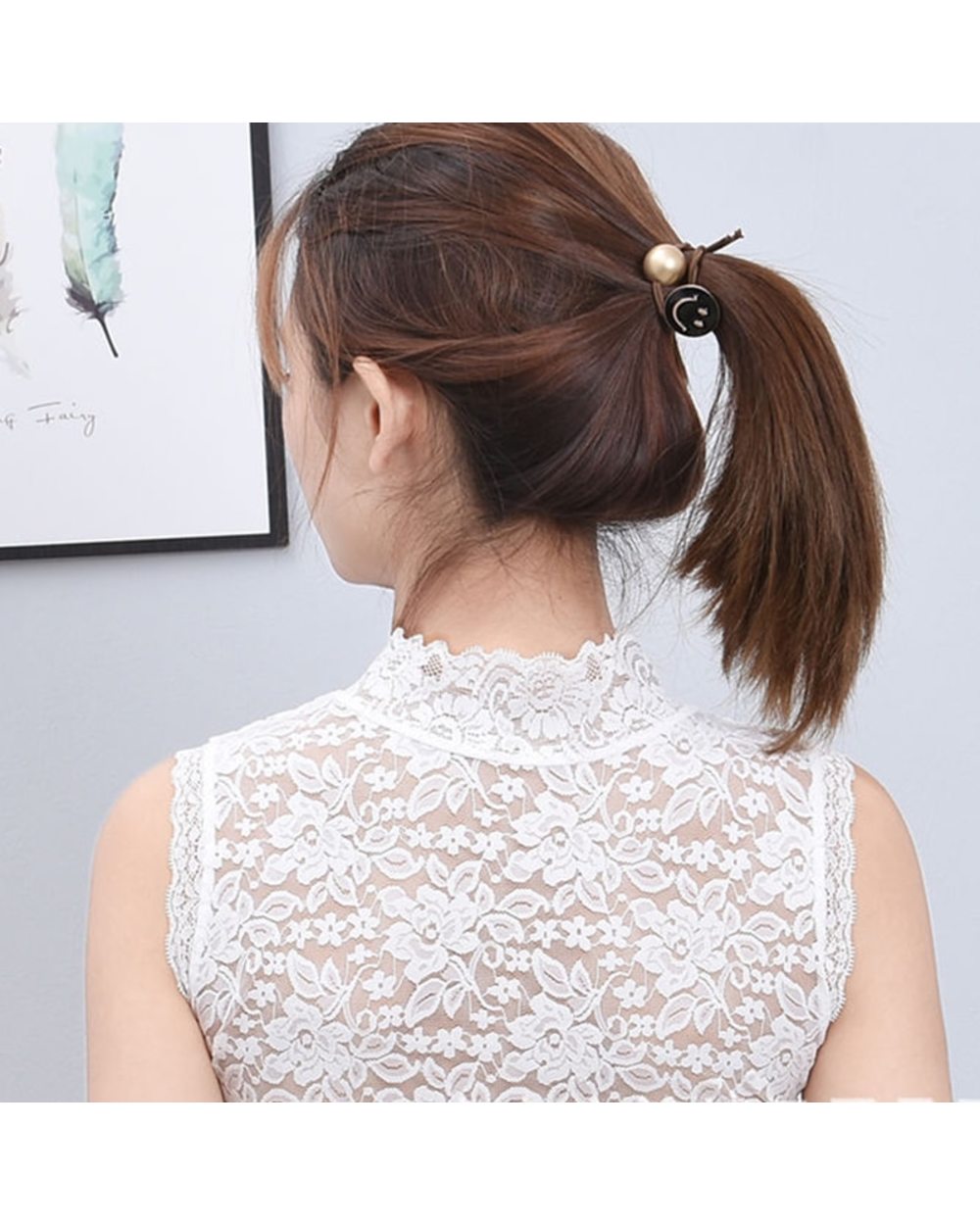 White Black Fake Collar Lace Floral Women Shirt Detachable Blouse Tops False Collar Removable Collar Tie Sweater Decora front-2