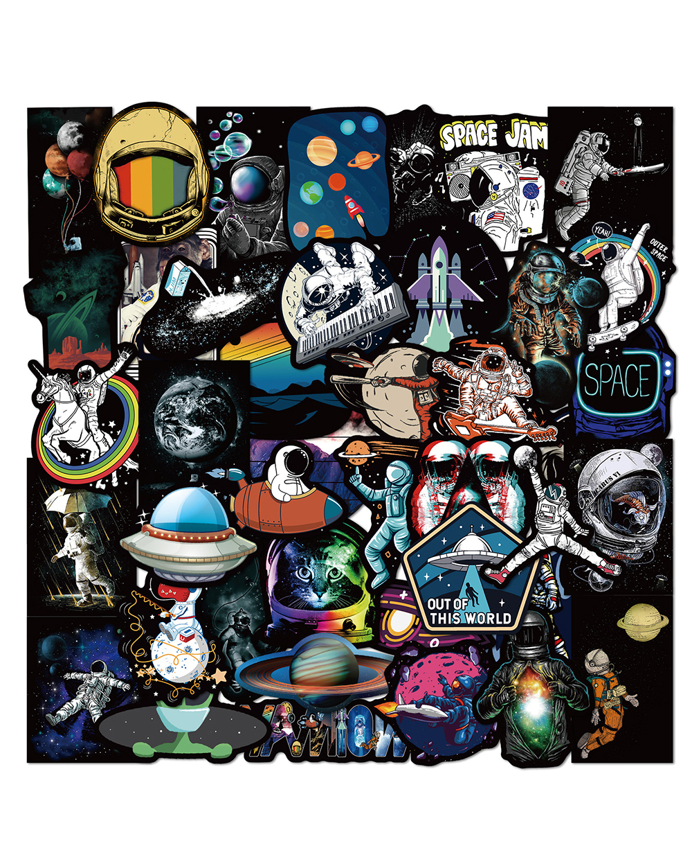 10/30/50PCS Outer Space Astronaut Graffiti Stickers Cartoon DIY Skateboard Fridge Motorcycle Luggage PVC Waterproof front-0