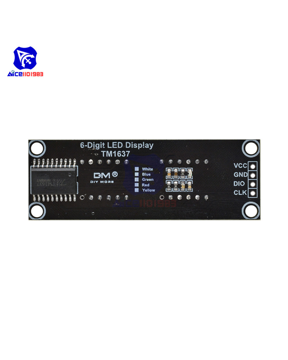 Diymore 0.36 Inch Tm1637 6 Bits 7 Segment Digital Led Display Module I/O Interface 5 Color Available For Arduino front-1