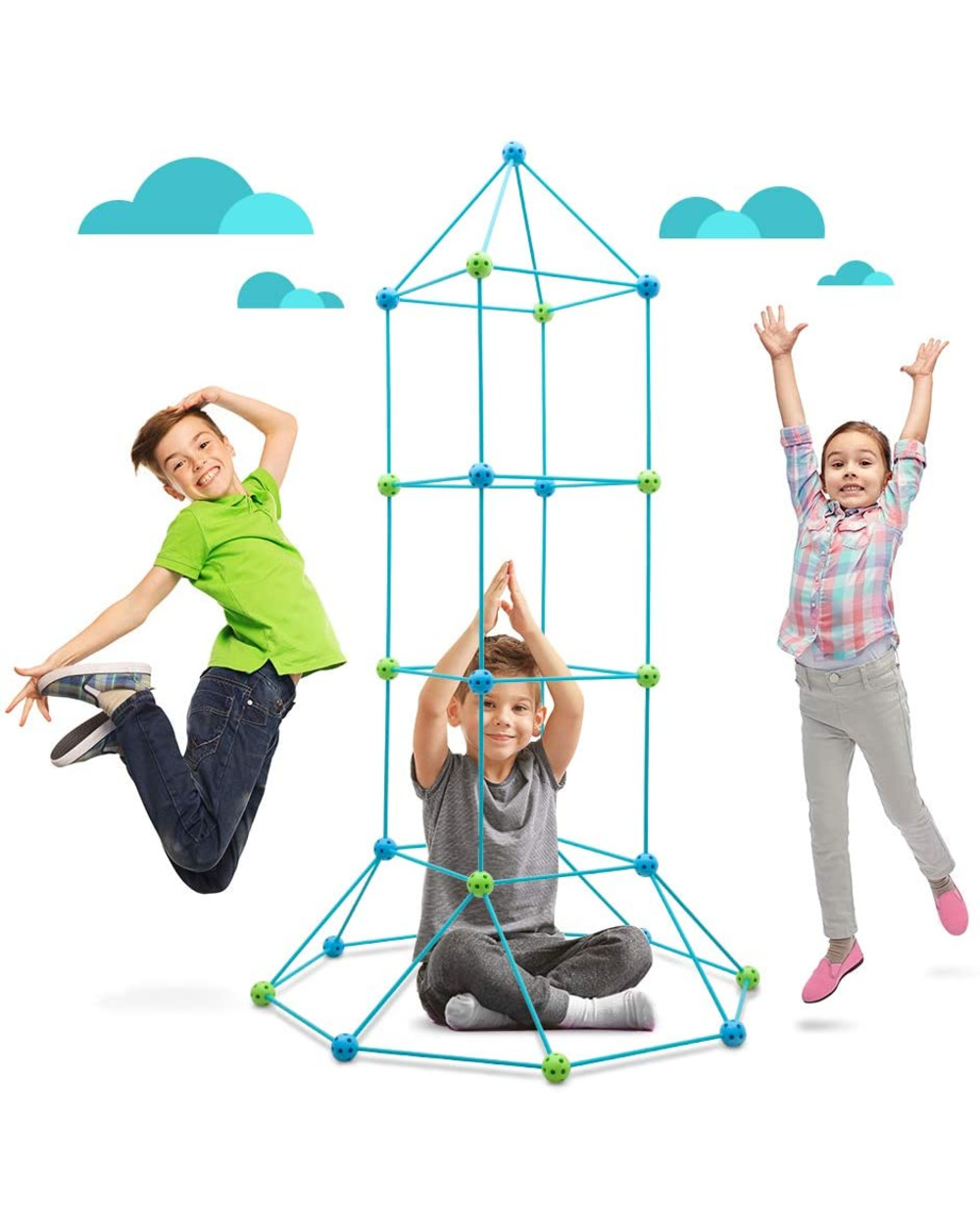 Kids Construction Toys Fort Tent Building Kits DIY 3D Play Tent House Building Tools Children Gifts front-0