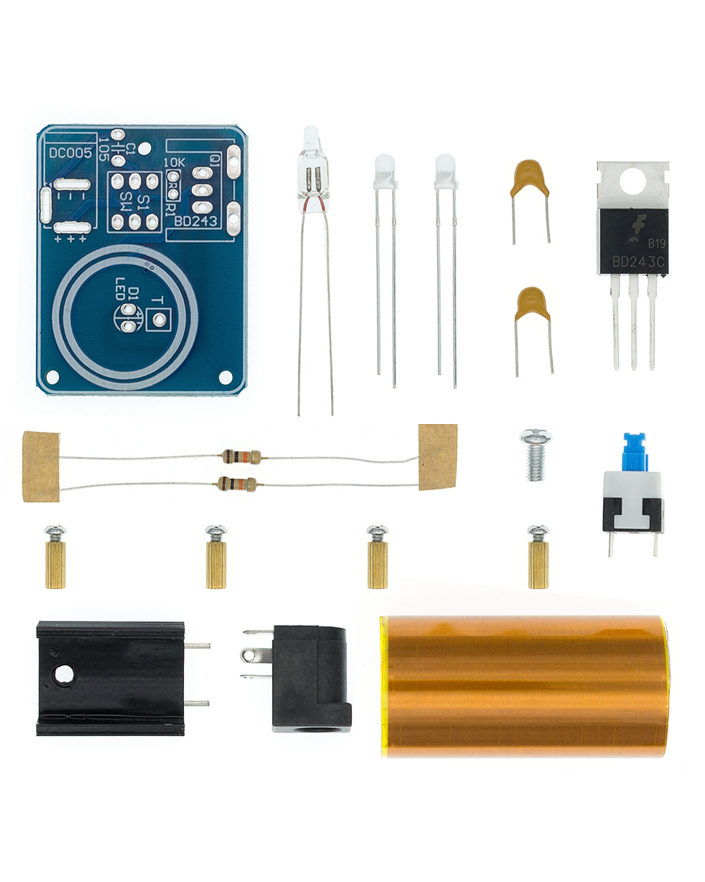 Bd243 Mini Tesla Coil Kit Magic Props Diy Parts Empty Lights Technology Diy Electronics Bd243c front-4