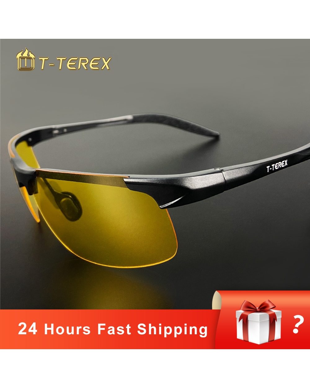 T-Terex Night Vision Glasses Men Polarized Anti-Glare Lens Uv400 Aluminium Magnesium Frame Yellow Driving Sun Glasses F front-0