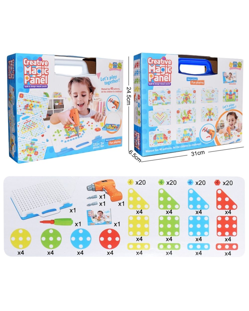 Mosaic Puzzle Toys For Children Building Bricks Toys Kids DIY Electric Drill Set Boys Educational Toy front-2