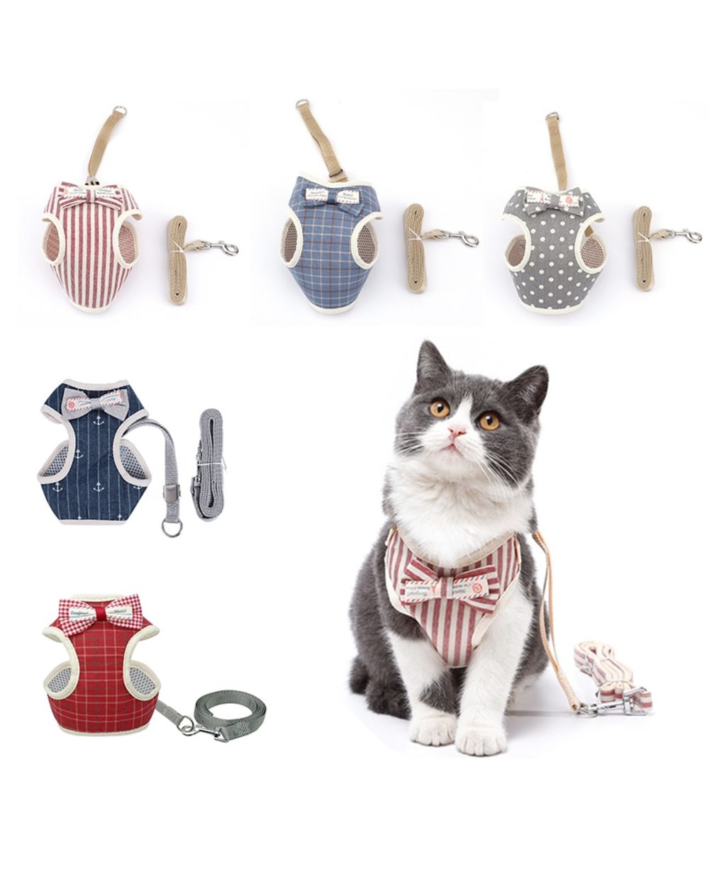 Adjustable Cat & puppy Lead Leash Clothes front-0
