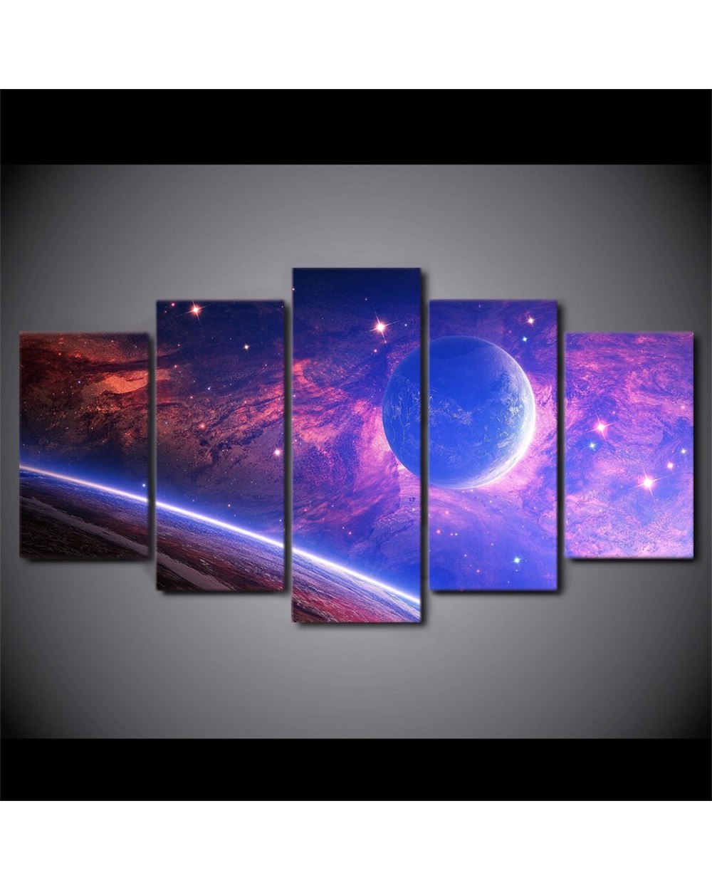 Planet Light Spots Space Print Space 5 Panel Canvas Art Wall Decor front-1