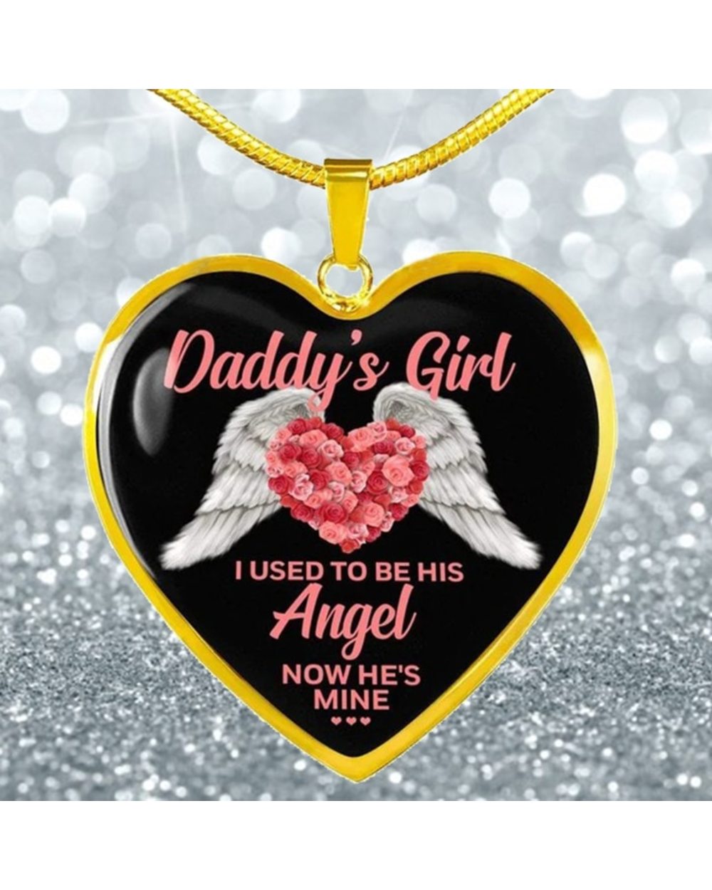 I Used To Be His Angel and Now He Is Mine Heart Pendant Necklace front-2