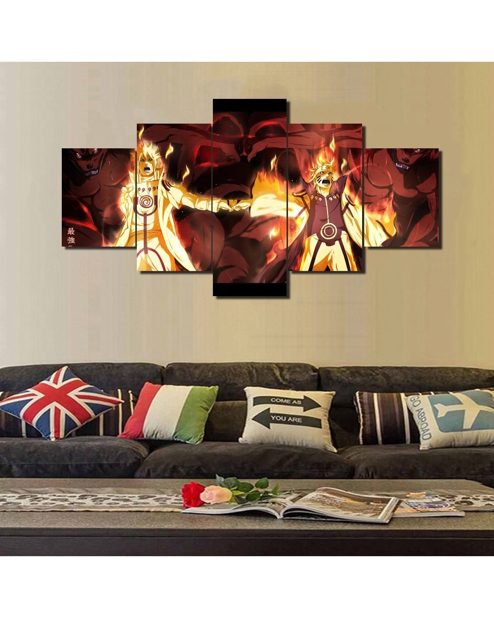 Japanese Ninja Leader Anime Picture Print Anime 5 Panel Canvas Art Wall Decor front-1