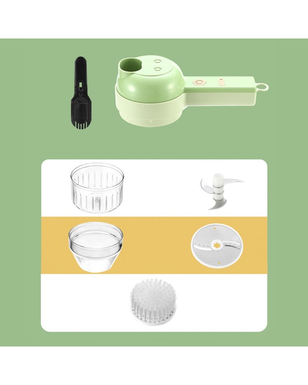 Multifunction Food Chopper Slicer Electric 4In1 Vegetable Cutter Masher Wireless Garlic Crusher Grinder Kitchen Gadgets front-4
