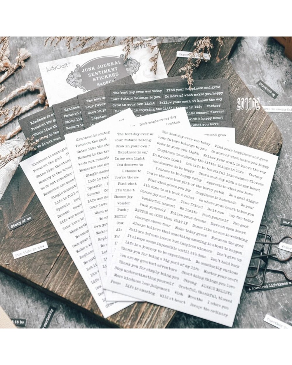 Sentiment Phrase Stickers Junk Journal Ephemera Vintage Stickers Aesthetic Album Words Stickers Scrapbooking Material front-3
