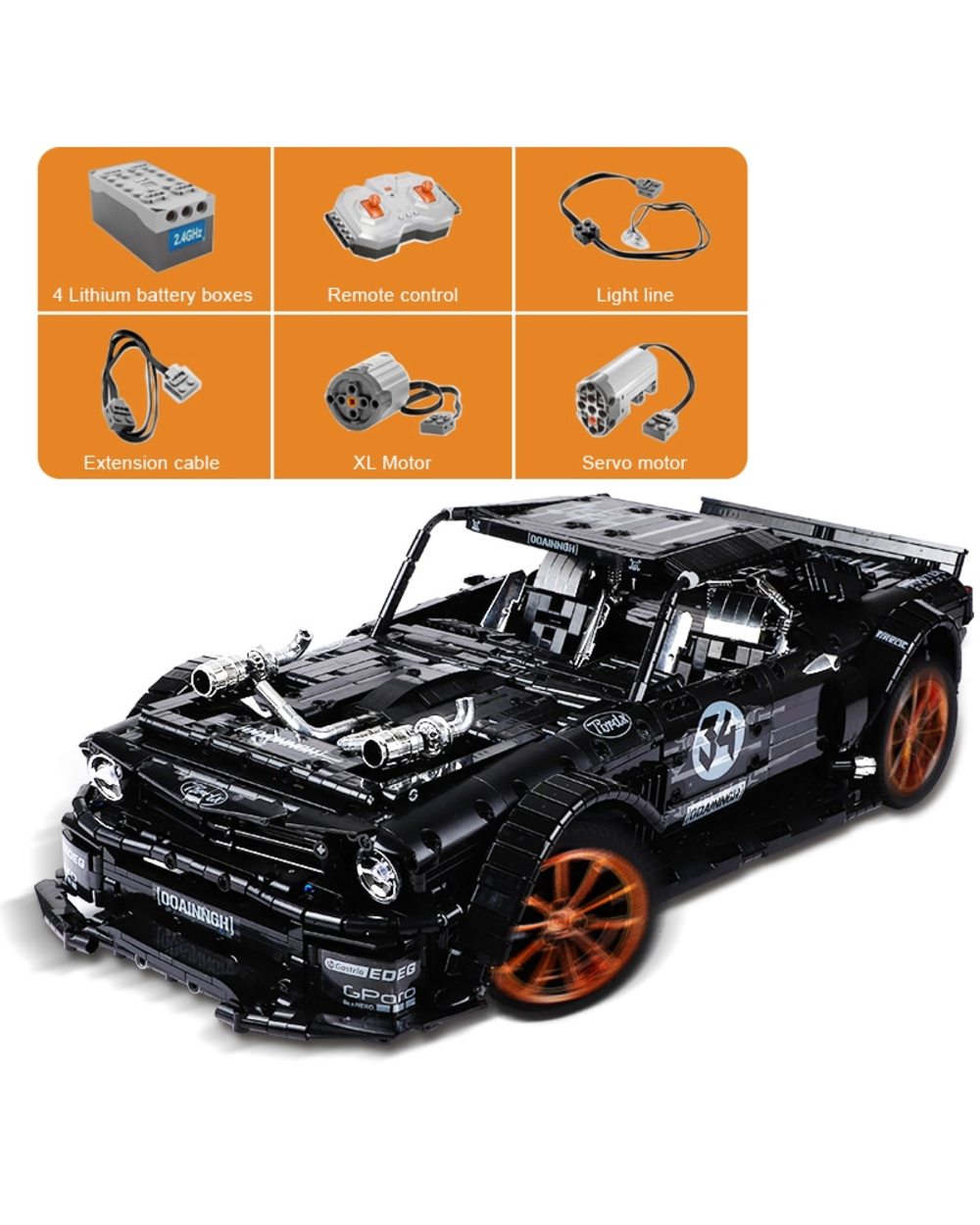 Technical RC Non RC Mustanged Hoonicorn Building Block Super Racing City Sports Car Racer Bricks Kids Toys Gifts Boys front-0