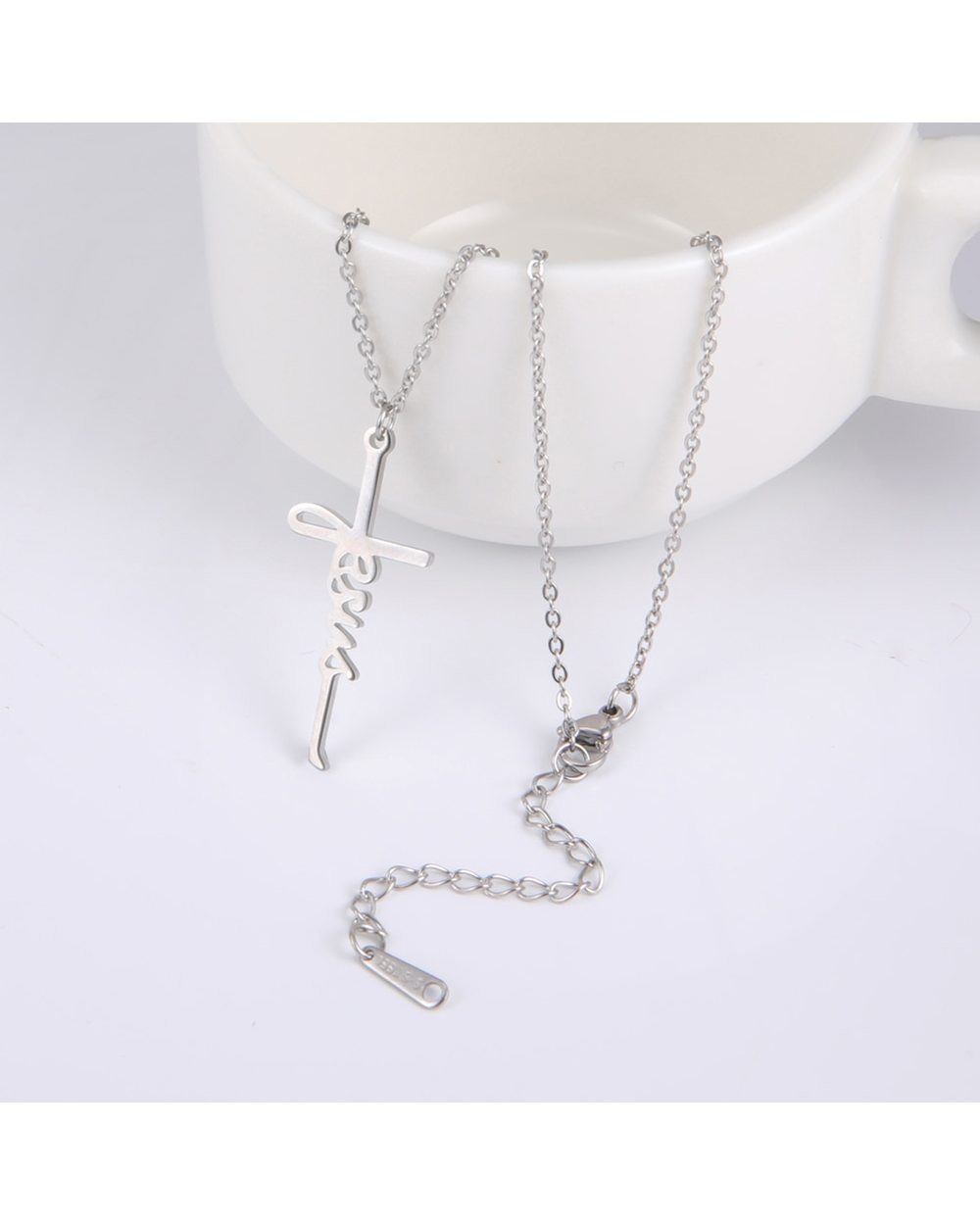 Christian Cross Pendant Necklaces for Women Stainless Steel Jesus Choker Necklace Religious Charm Jewelry Christmas Gift front-4