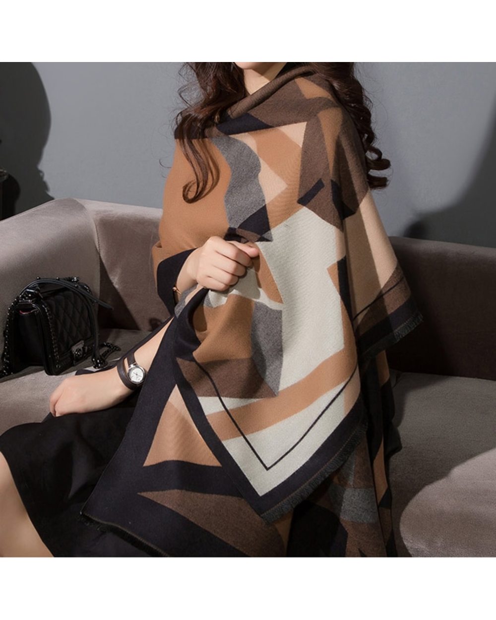 Visrover Luxury Brand Woman Winter Scarf Fashion Female Shawls Cashmere Handfeeling Winter Wraps Flower Weave Winter Hi front-4