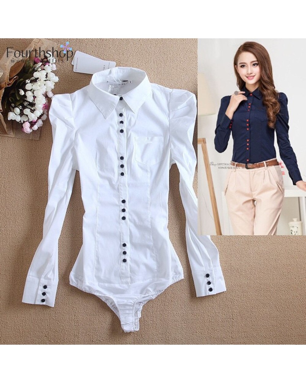 2020 Women Bodysuits Long Sleeve Bodycon White Blouse Shirt Office Lady Work Formal Body Shirts Female Fashion Autumn Wi front-0