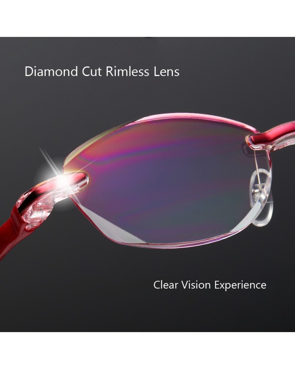 Iboode Diopter +1.0 +1.5 +2.0 +2.5 +3.5 +4.0 Frameless Anti-Blue Light Reading Glasses Women Ladies Presbyopia Eyewear front-2
