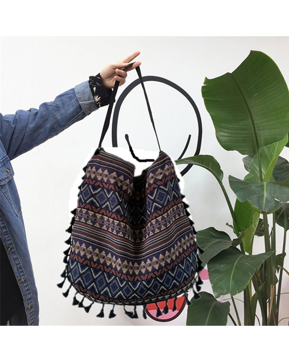 Vintage Bohemian Fringe Shoulder Bag Women Tassel Boho Hippie Gypsy Fringed Women's Handbags Open Bag Bags VG06 front-0