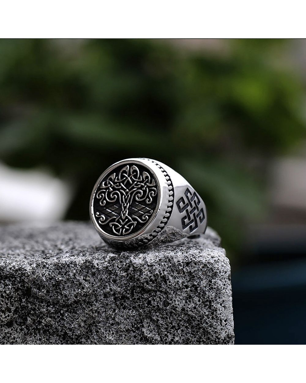 Vintage Viking Tree Of Life Ring For Men front-3
