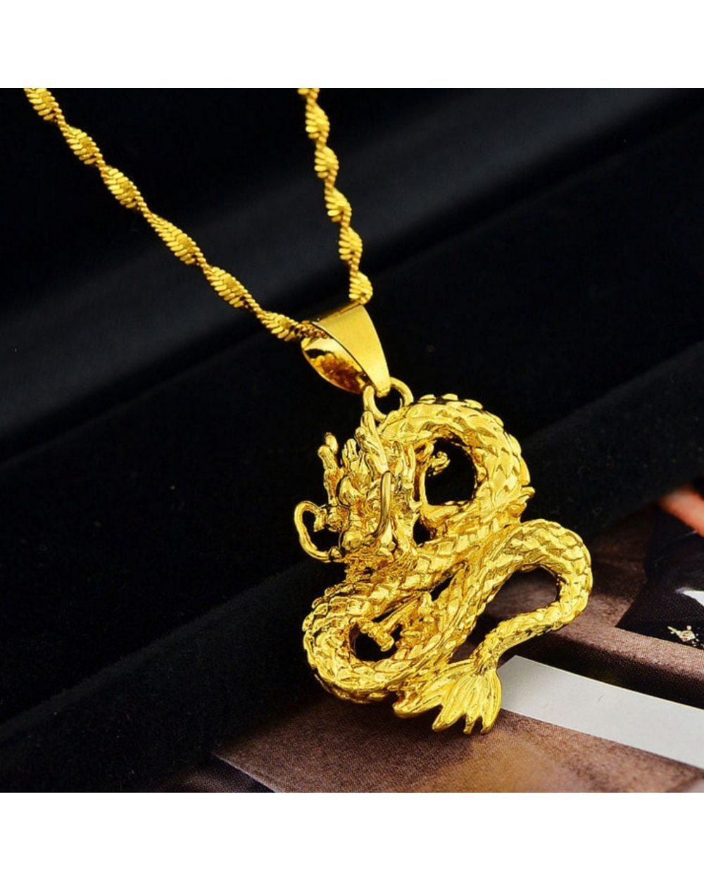 Dragon Pendants Round Cross Chain Short Long Mens Womens Necklace Jewelry Gift 45cm(18inch) Chain front-0