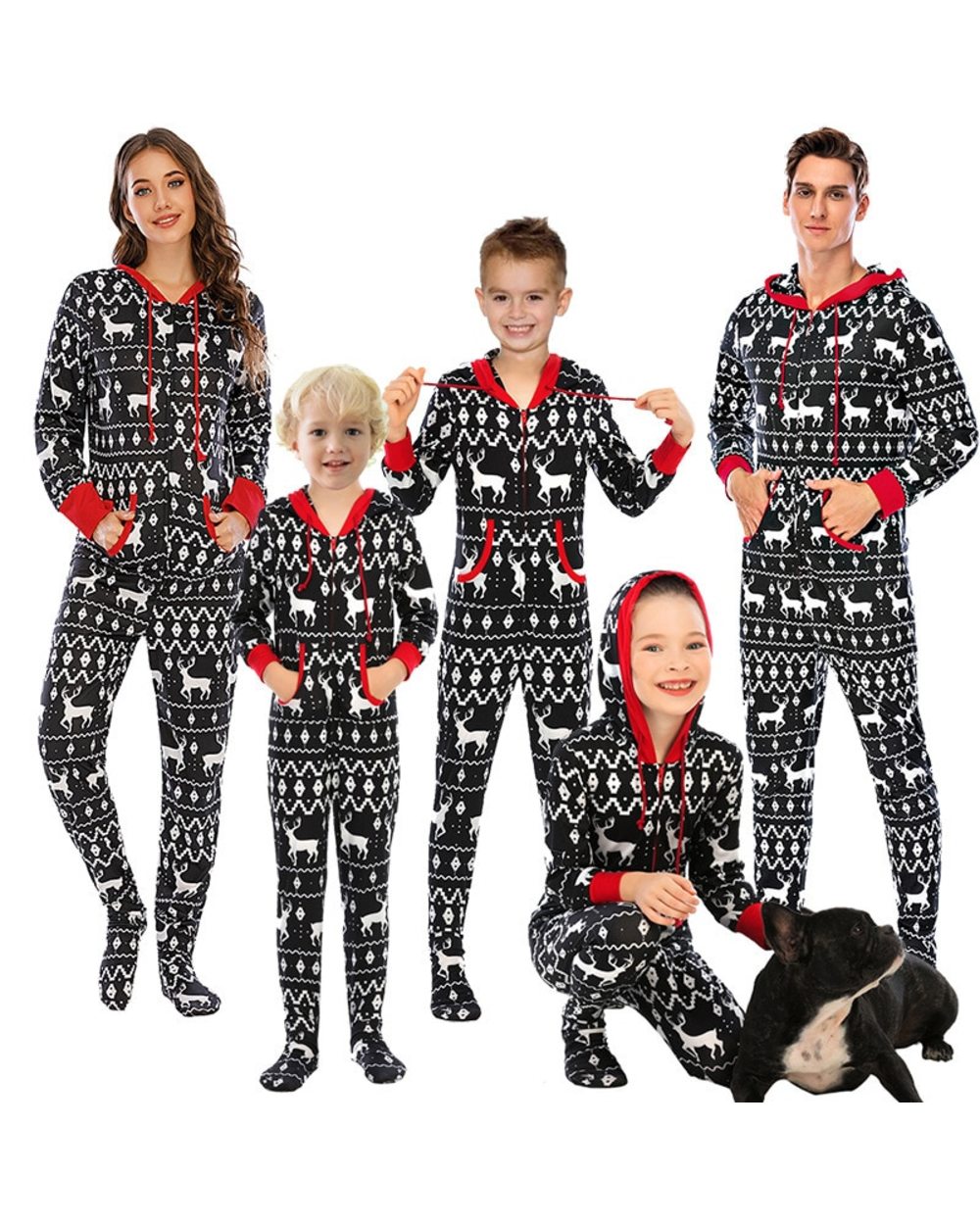 Family matching clothing Christmas one-piece pajamas 2021 new Christmas home service pajamas jumpsuit Elk snowflake front-0