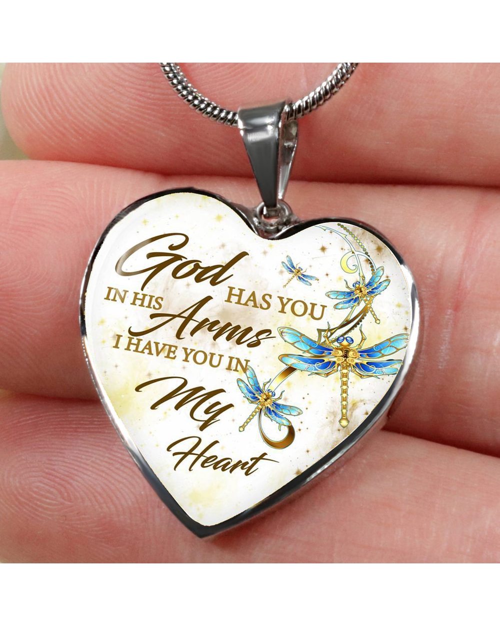 God Has You In His Arm I Have You In My Heart Dragonfly Necklace Heart front-0