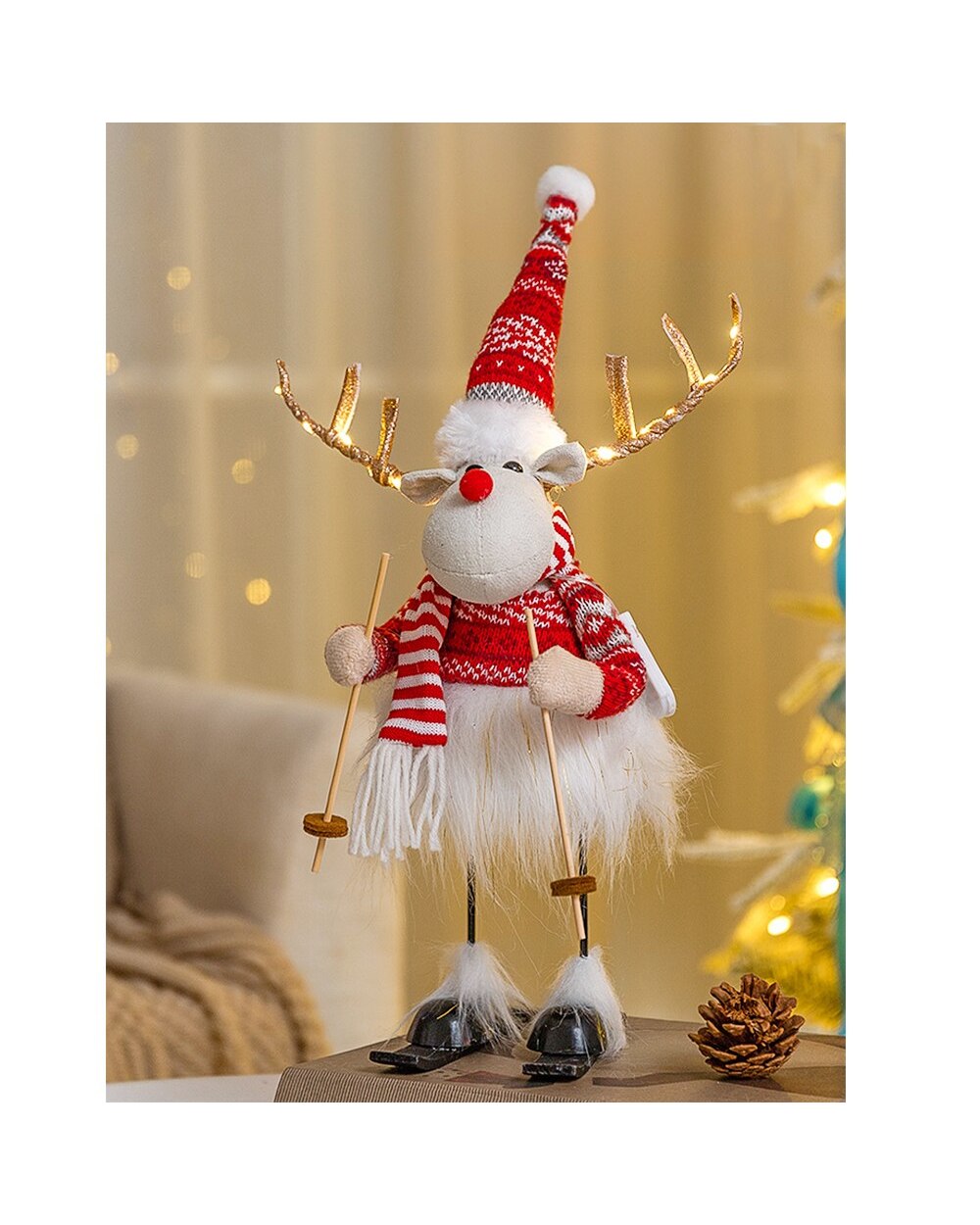 50x30cm Electric Dancing Lights Christmas Dolls Reindeer With Sled New Year Gift For Home Navidad Elk LED Xmas Decor front-3
