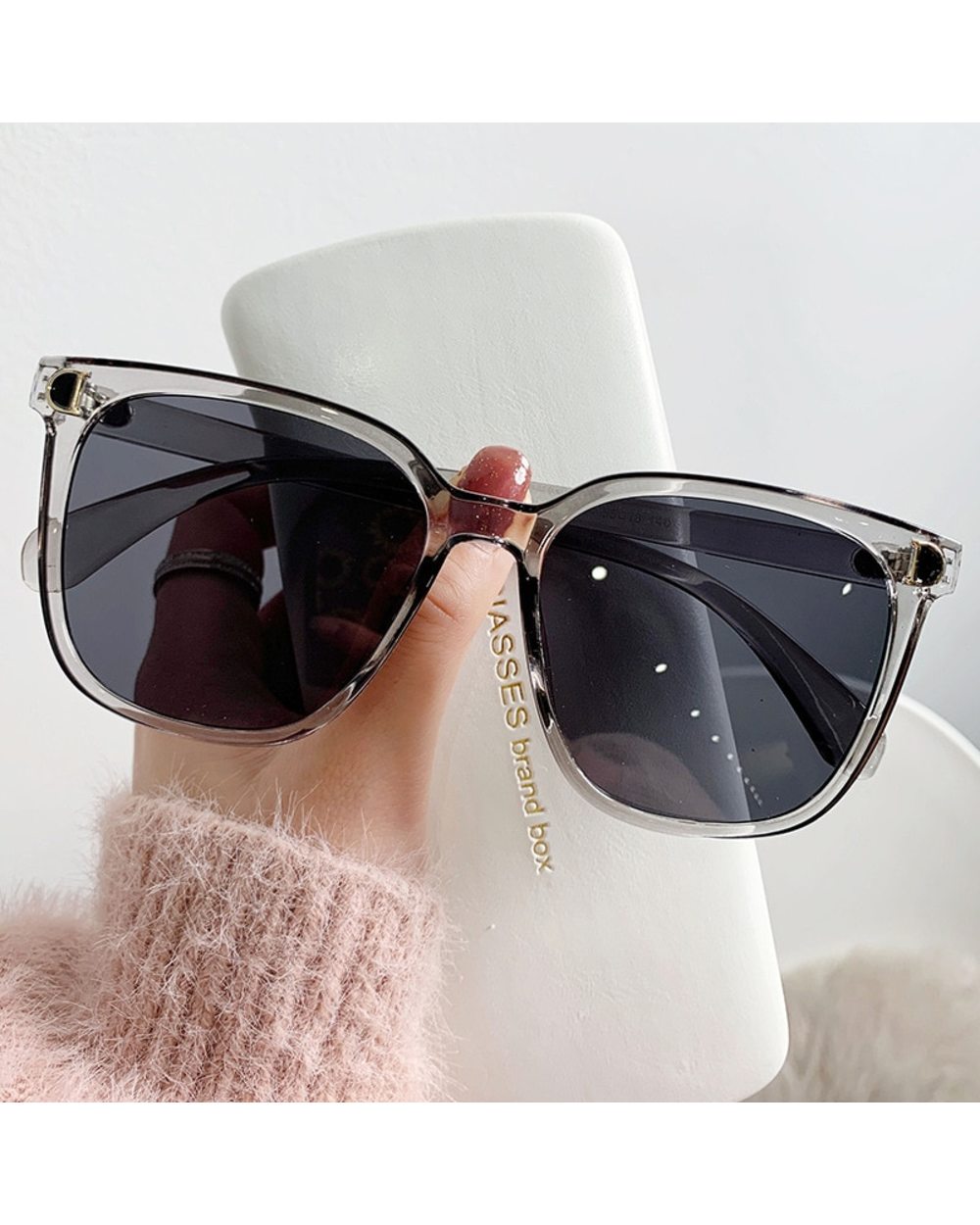 Fashion Oversized Sunglasses Woman Brand Designer Vintage Square Sun Glasses Female Big Frame Gradient Shades Oculos De front-2