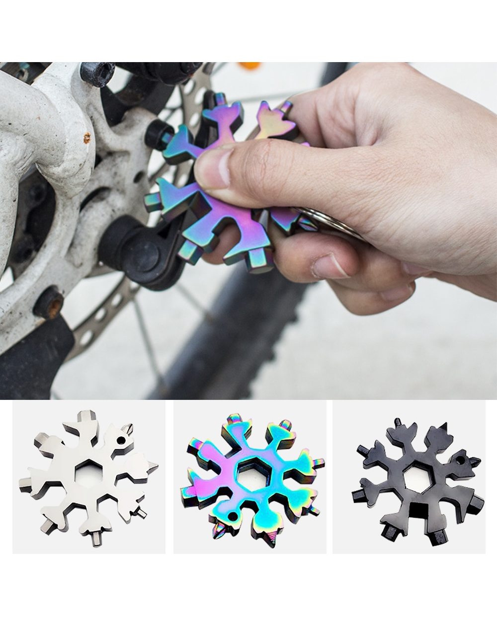 Portable 18 In 1 Mini Snowflake Multi Pocket Tool Spanner front-0