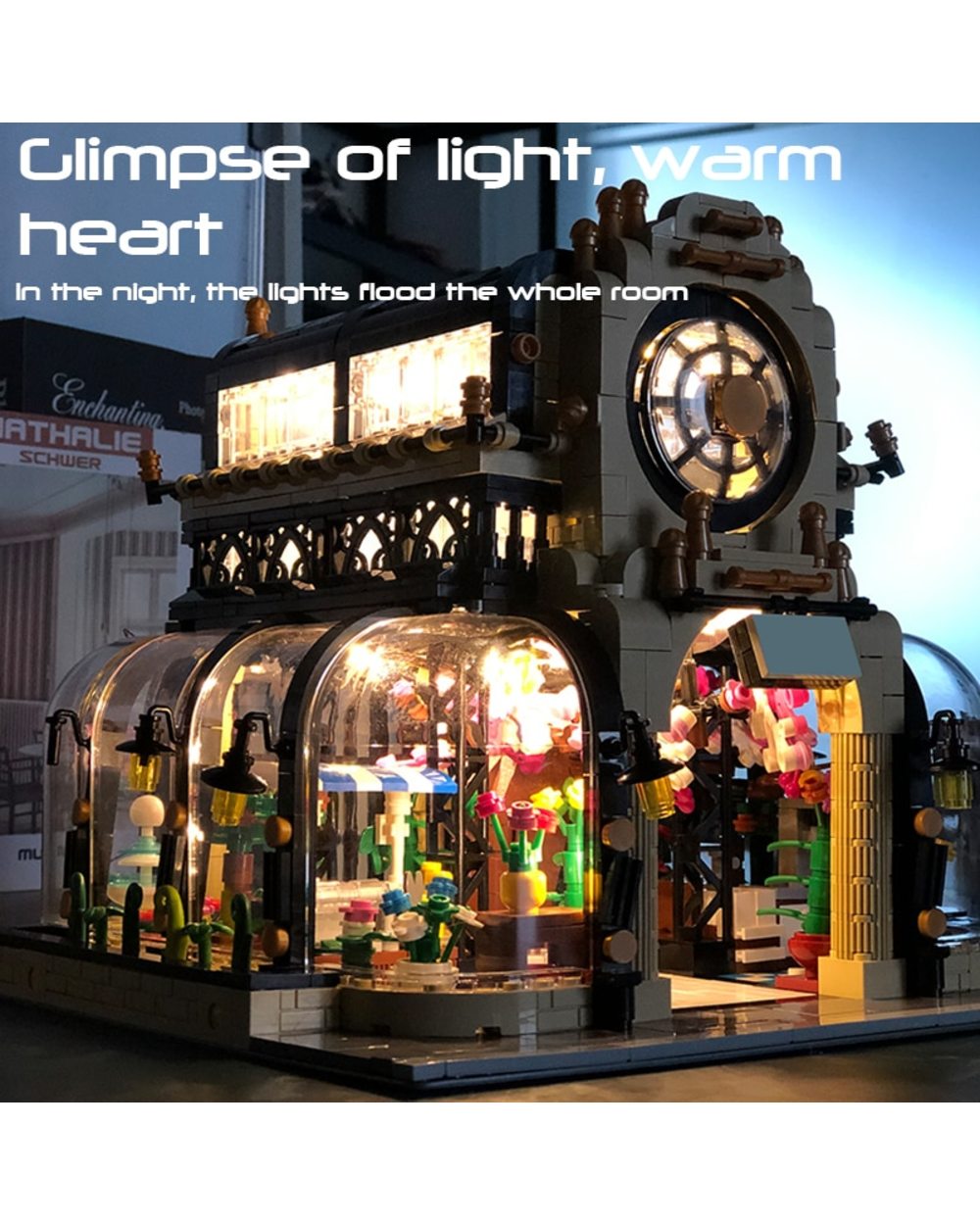 Expert Home Decor Street View Building Blocks Flowers Bouquet House Botanical Garden with Light Brick RC Toys For Girls front-3