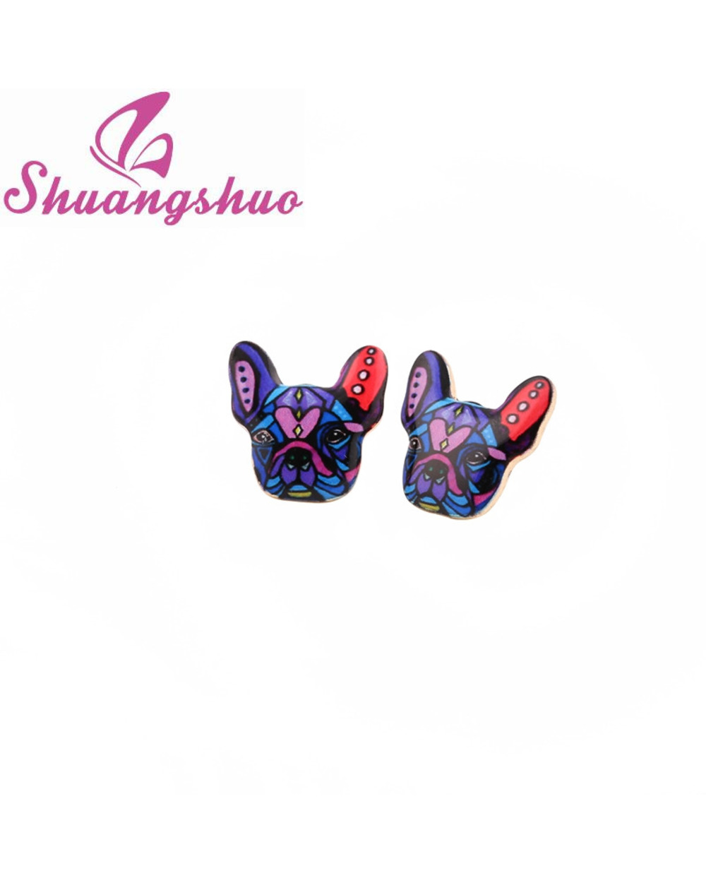 French Bulldog Earrings New Fashion Colorful Animal Stud Earrings Puppy Dog Stud Earrings for Women front-2