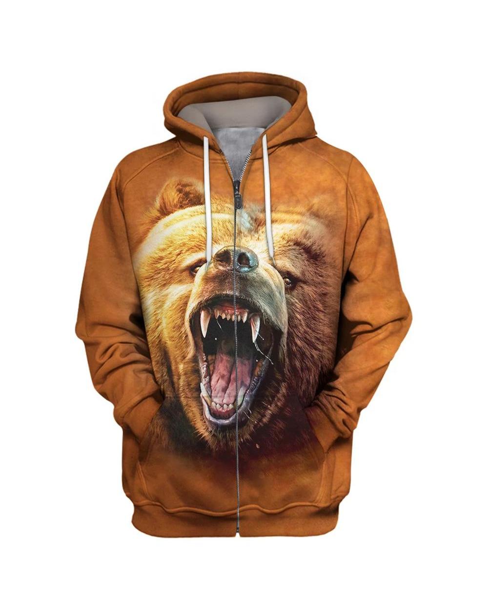 New Fashion 3D Hoodie Loving The Bear Animal Print Hooded Unisex front-2