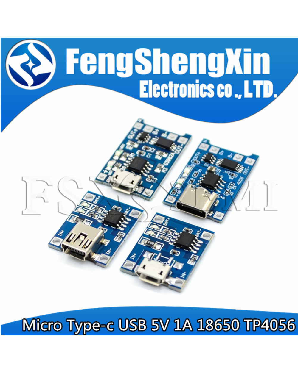 5Pcs Micro Type-C Usb 5V 1A 18650 Tp4056 Lithium Battery Charger Module Charging Board With Protection Dual Functions 1 front-0