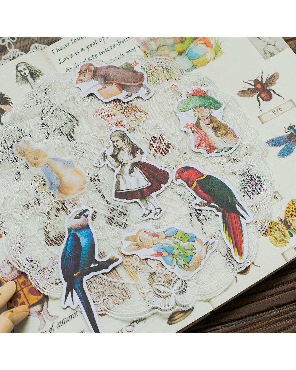 40 Pcs/1Lot Kawaii Stationery Stickers Vintage Alice Dream Diary Planner Junk Journal Decorative Scrapbooking Diy Craft front-2