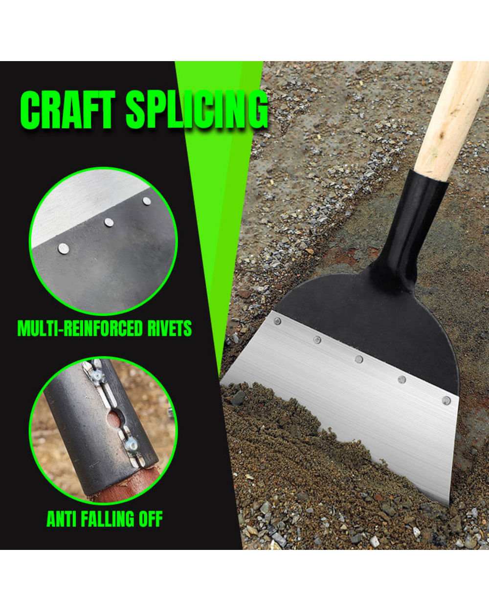 All-Steel Multi-Functional Garden Cleaning Shovel Weeding Rake Hoe front-2