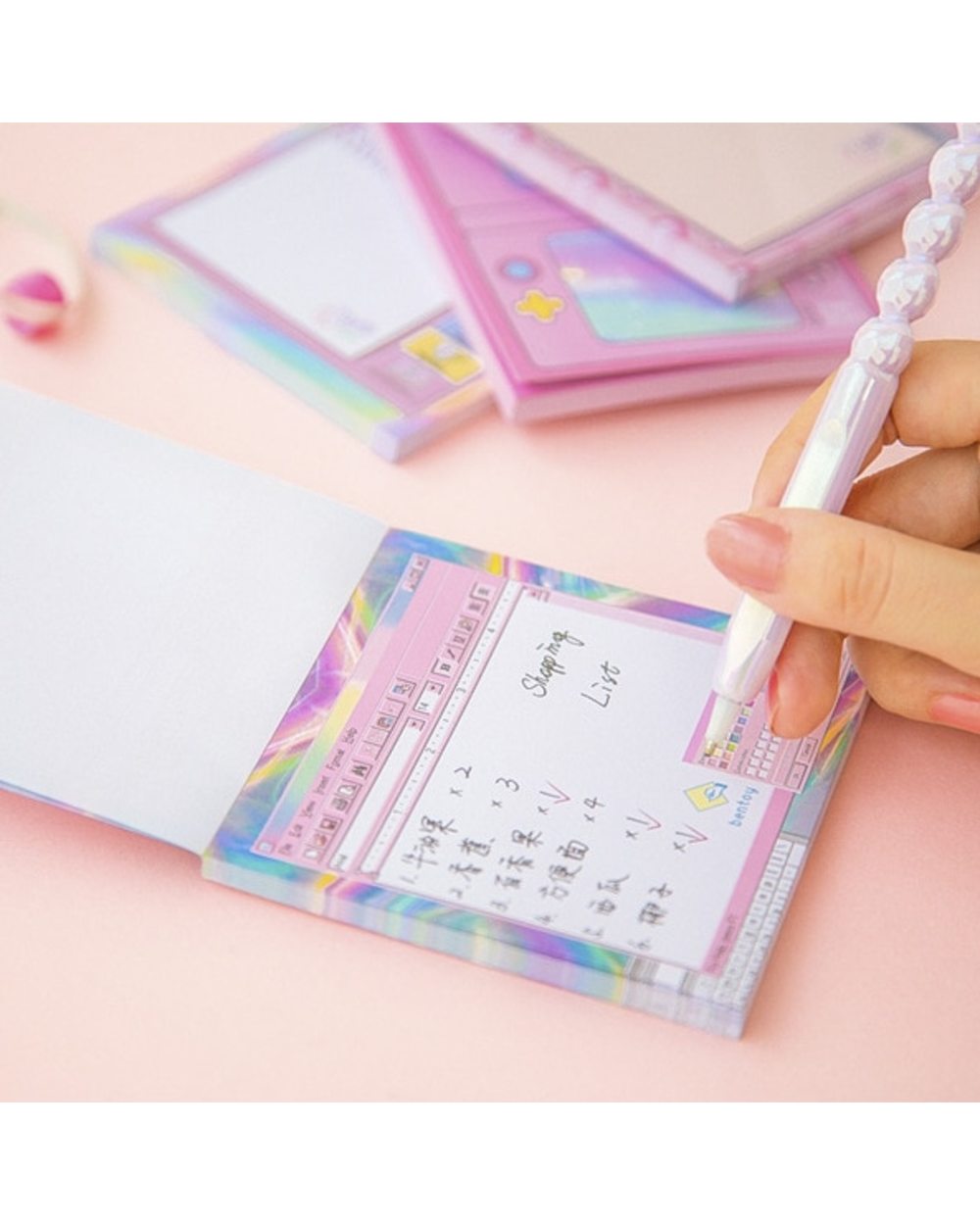 Creative computer game machine modeling Memo Pad Pink girl heart N Times Sticky Notes Memo Notepad Bookmark front-3