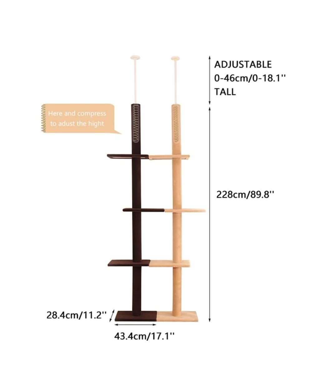 Adjustable Scratching Climbing Tree Scratcher Post front-4