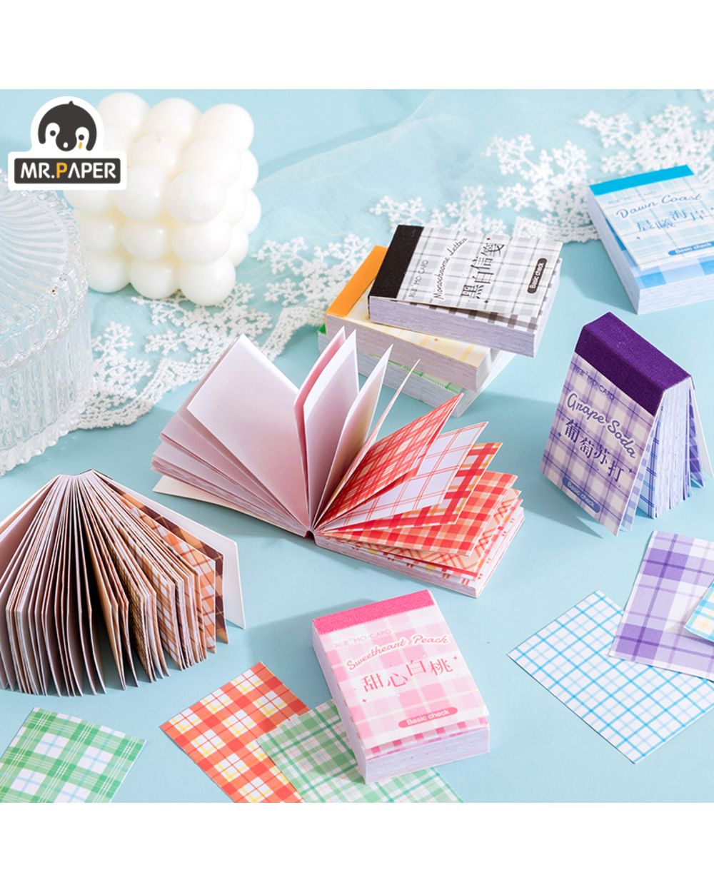 Mr.Paper 8 Designs Douben A Plaid Series Ins Style Notepad Creative Manual Stationery Office Supplies Notepad front-3