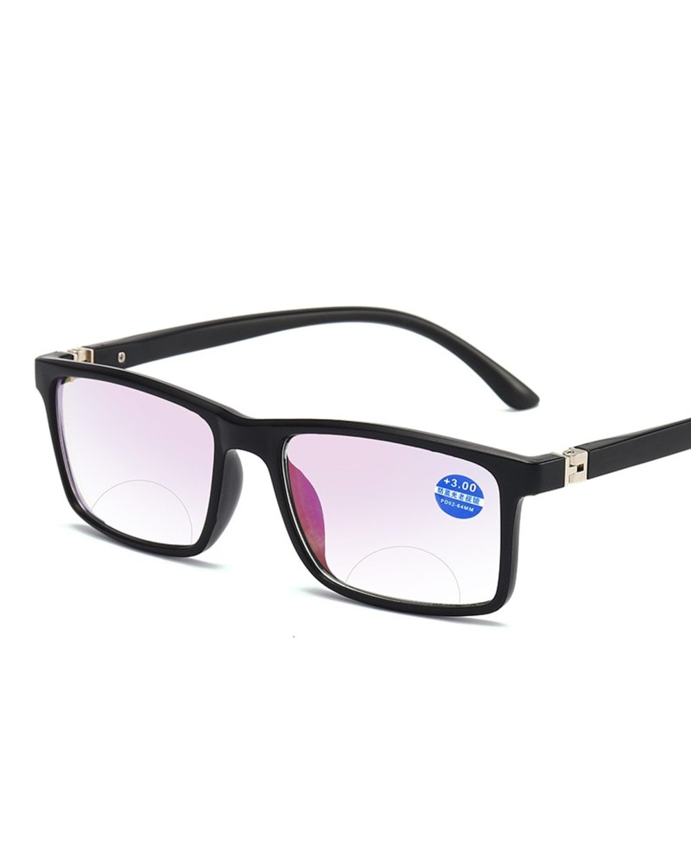 Men Women Bifocal Reading Glasses Anti-Blue Light Far Near Magnification Presbyopic Glasses Square Full Frame Diopter + front-0