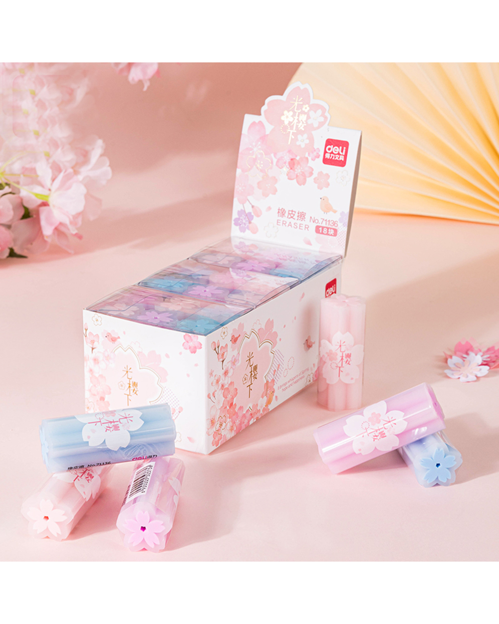 1 Pcs Cute Pink Sakura Eraser Cherry 2B Eraser Material Escolar Kawaii Stationery School Supplies Papelaria Gift For St front-4