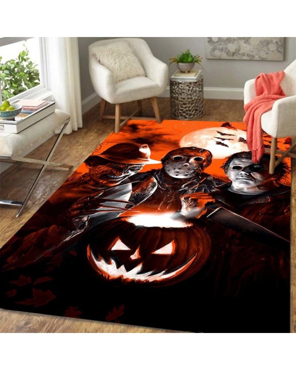 Horror Movie Characters Floor Rugs Area Soft Rugs Bedroom Living Room Halloween Floor Mat Non Slip Rugs front-2
