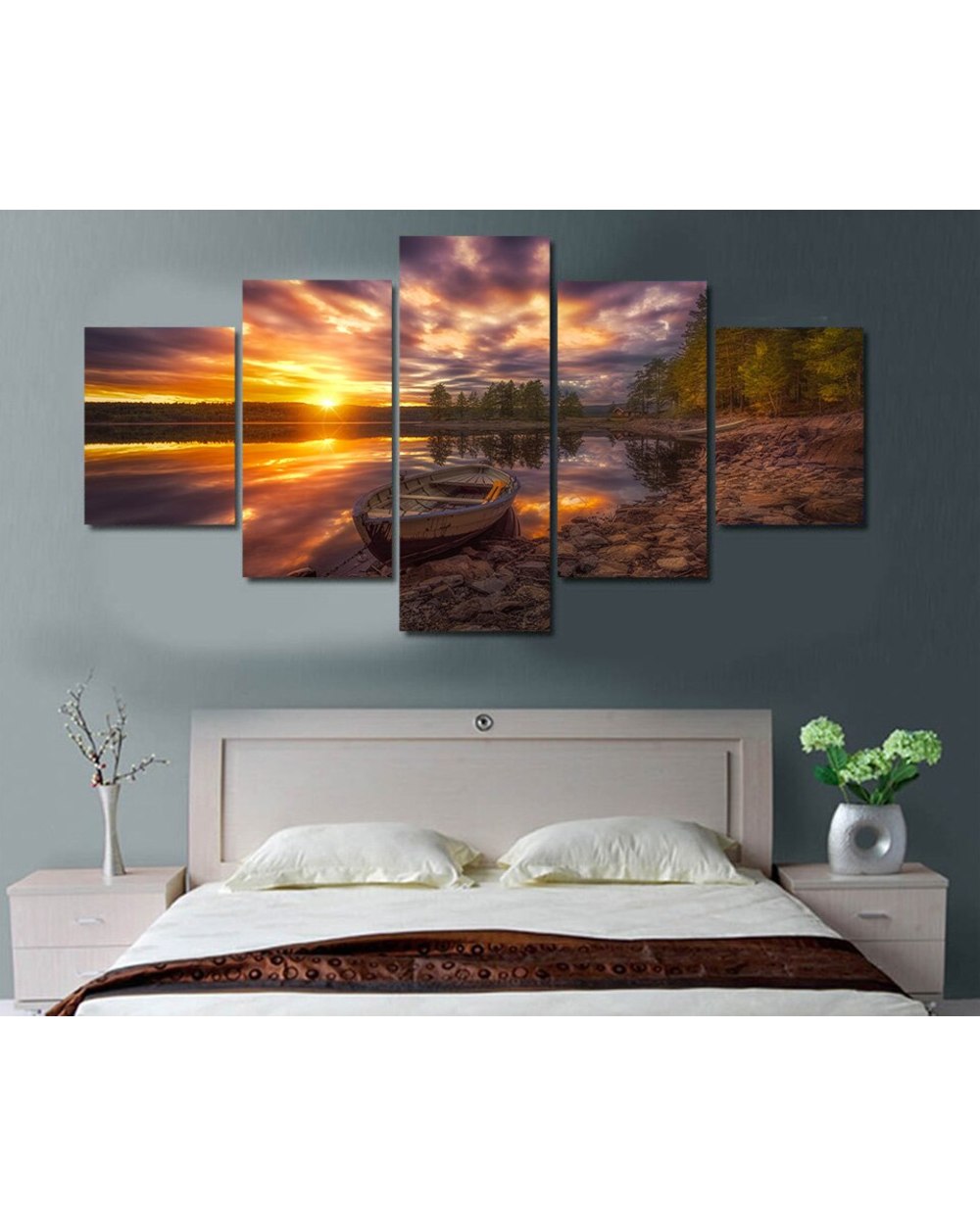 Ringerike Norway Ringerike in Sunset Nature 5 Panel Canvas Art Wall Decor front-2