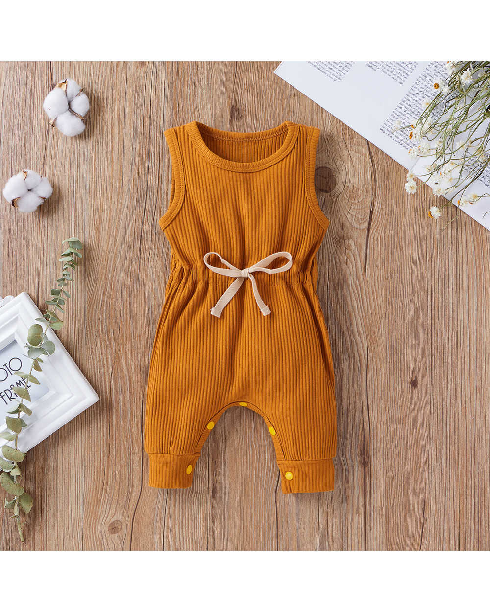 Infant Baby Girls Boys Solid Sleeveless Romper Jumpsuit Infant New Born Clothes One-Pieces Jumpsuit Baby Clothing front-1