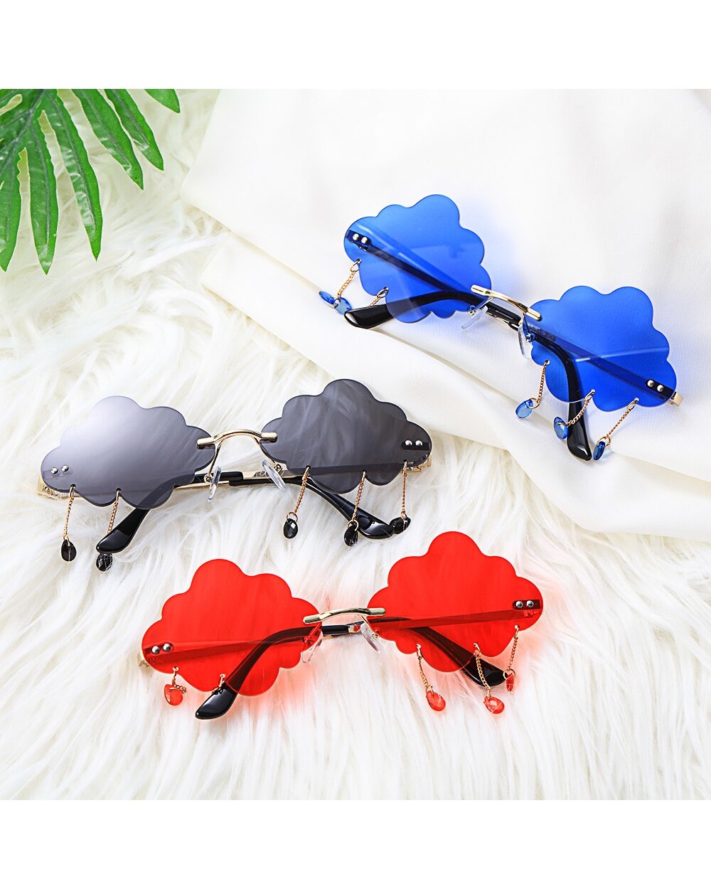 Trendy Sunglasses Fashion Rimless Sun Glasses Clouds Shaped Eyeglasses front-2