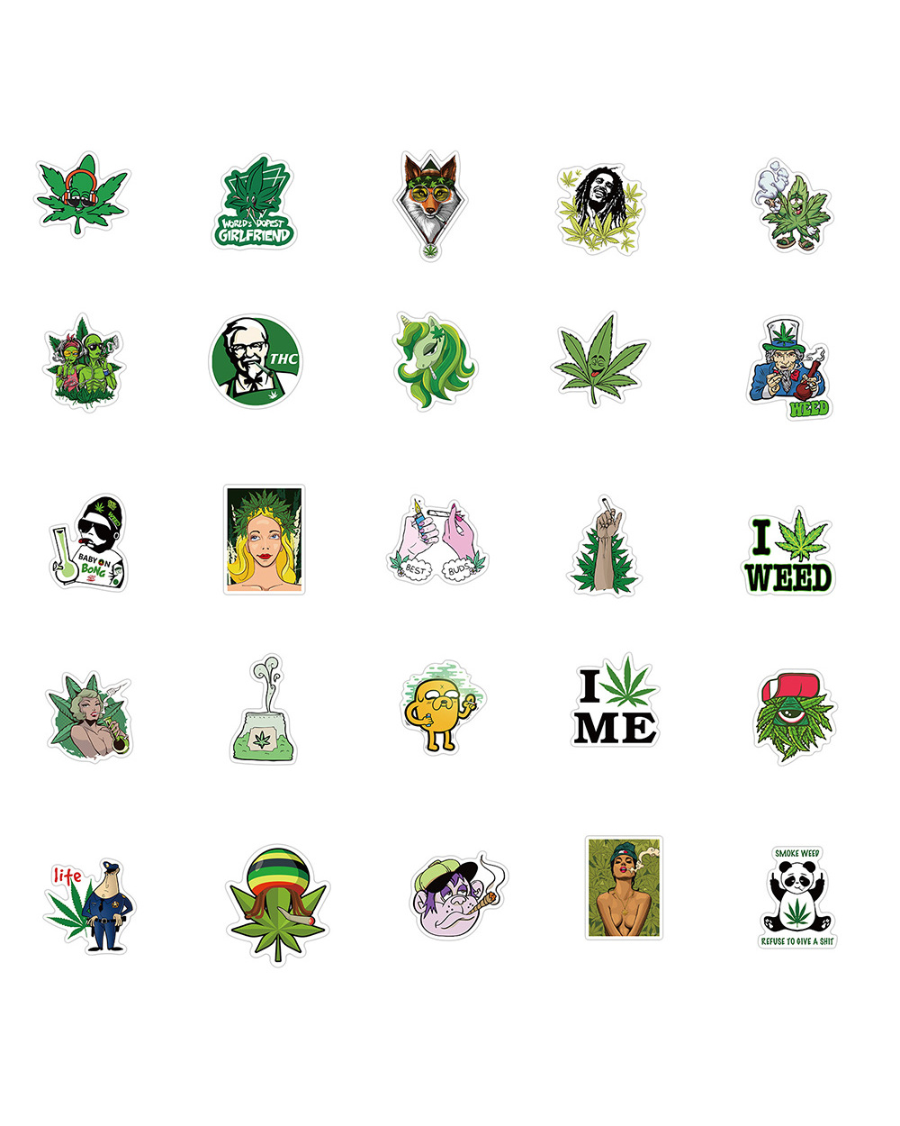 10/30/50PCS Funny Characters Leaves Weed Smoking Graffiti Stickers Bike Travel Luggage Guitar Laptop PVC Waterproof front-4