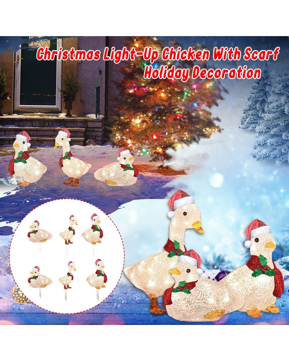 35x25cm Christmas Scarf Ducklings Led Acrylic Decoration Christmas Ornaments With Light Xmas Yard Art Atmosphere front-1